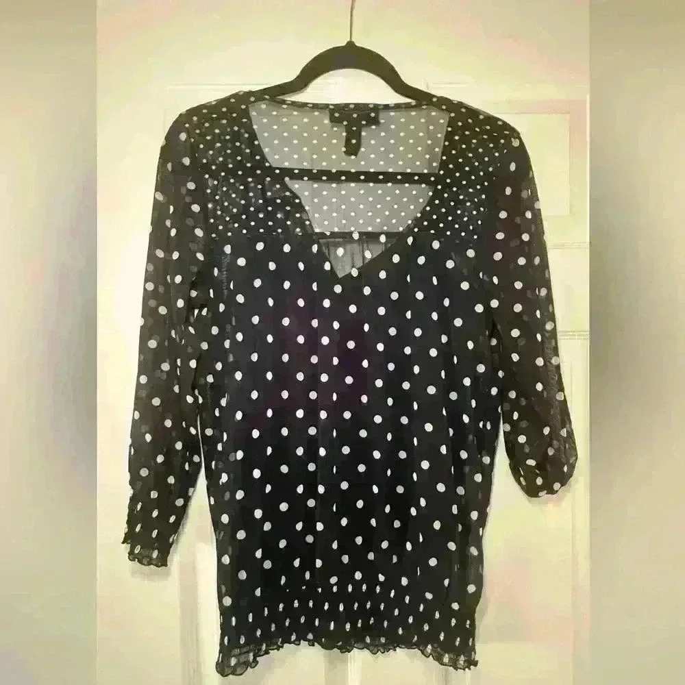 INC blue polka dots top.